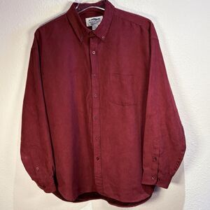 Mountain Lake Men's Size XL Button‎ Front Shirt Long Sleeve Maroon Pocket